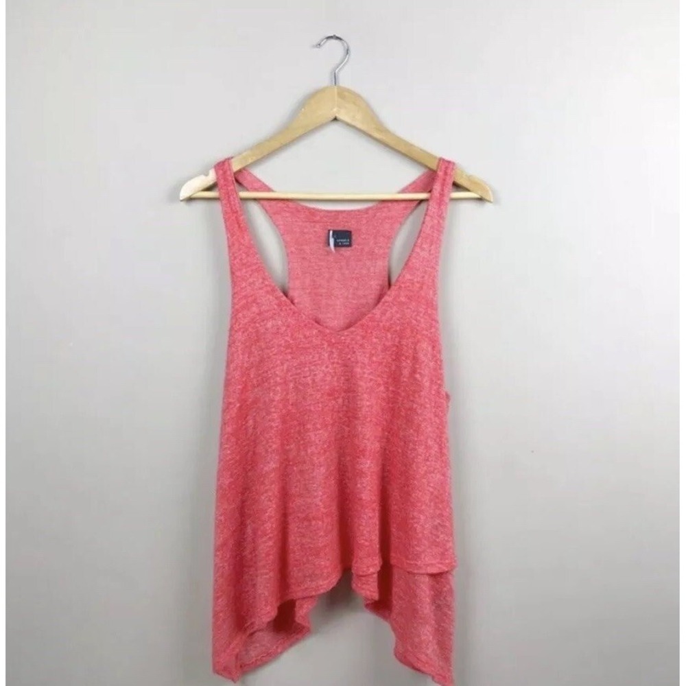 Urban Outfitters Sparkle &‎ Fade Red Tank Shark Bite Hem Blouse
